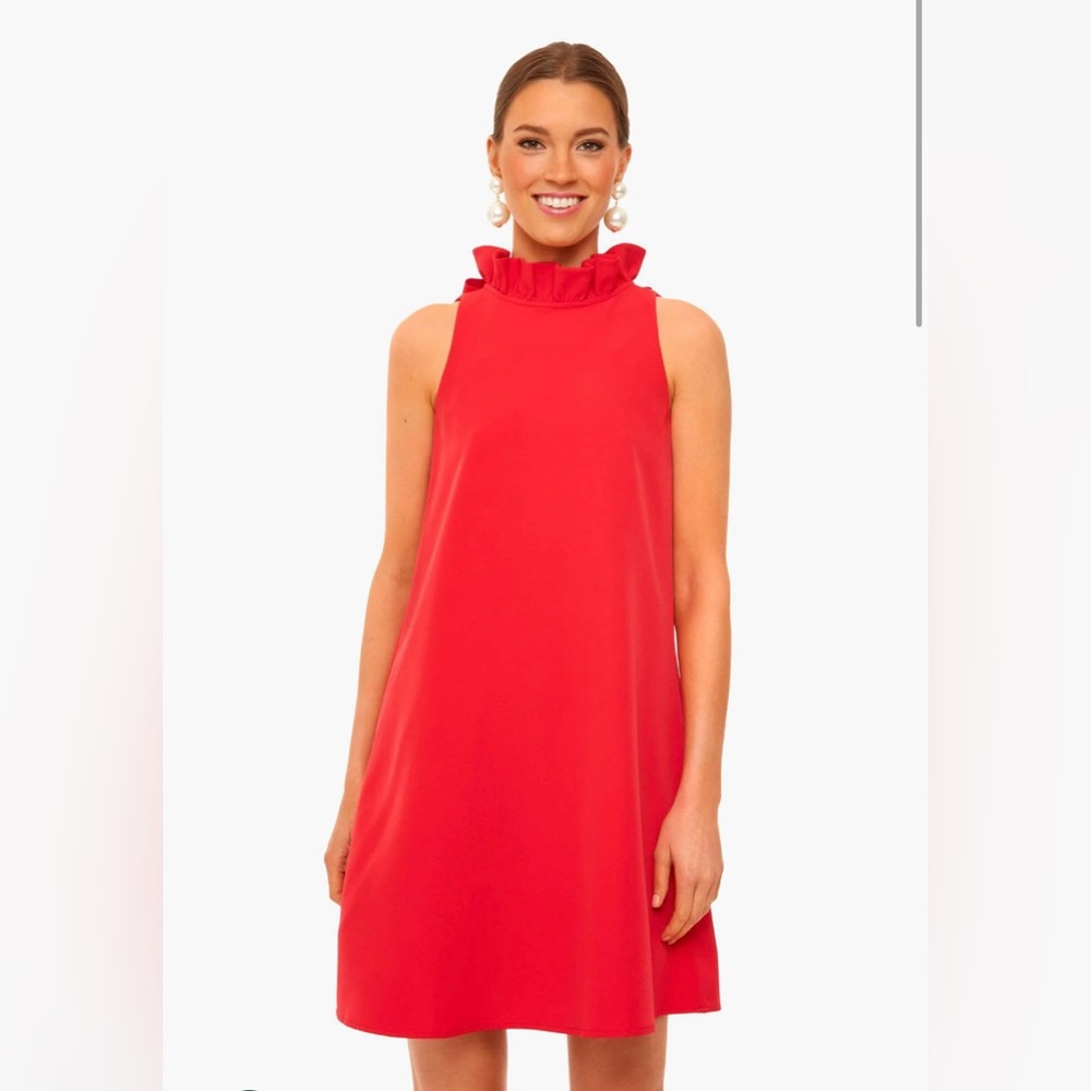 Tuckernuck Red Ruffle-Neck Sleeveless A-Line Dress